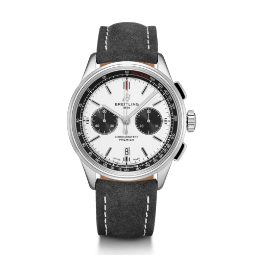 Breitling - AB0118221G1X2 Premier B01 Chronograph 42 Stainless Steel / Silver / Anthracite Nubuck / Pin