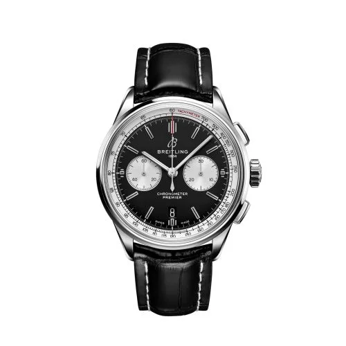 Breitling - AB0118371B1P1 Premier B01 Chronograph 42 Stainless Steel / Black / Alligator / Folding