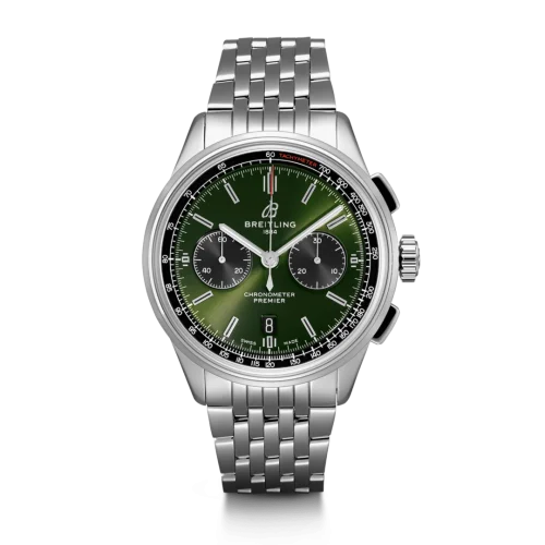 Breitling - AB0118A11L1A1 Premier B01 Chronograph 42 Bentley Stainless Steel / Green / Calf / Bracelet
