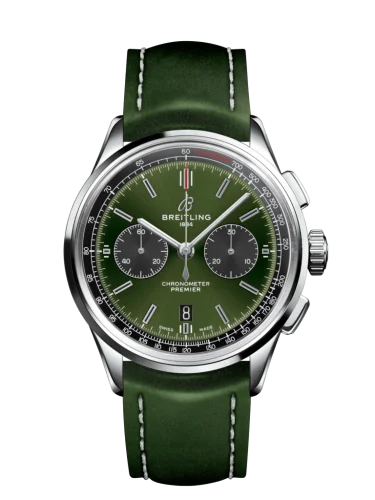 Breitling - AB0118A11L1X1 Premier B01 Chronograph 42 Bentley Stainless Steel / Green / Calf / Folding