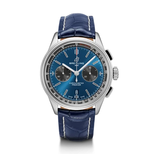 Breitling - AB0118A61C1P2 Premier B01 Chronograph 42 Stainless Steel / Blue / Croco / Pin