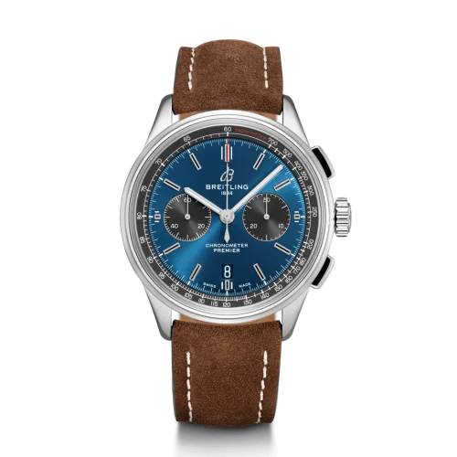Breitling - AB0118A61C1X1 Premier B01 Chronograph 42 Stainless Steel / Blue / Brown Nubuck / Folding