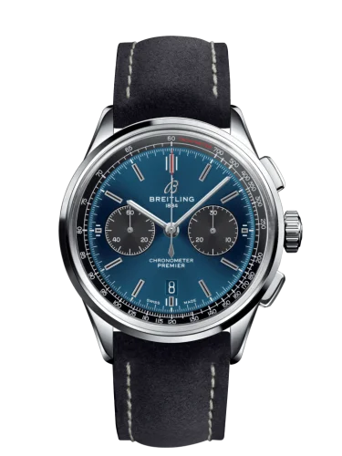 Breitling - AB0118A61C1X2 Premier B01 Chronograph 42 Stainless Steel / Blue / Anthracite Nubuck / Folding