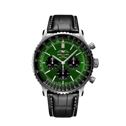 Breitling - AB0137241L1P1 Navitimer B01 Chronograph 46 Stainless Steel / Green / Alligator - Folding