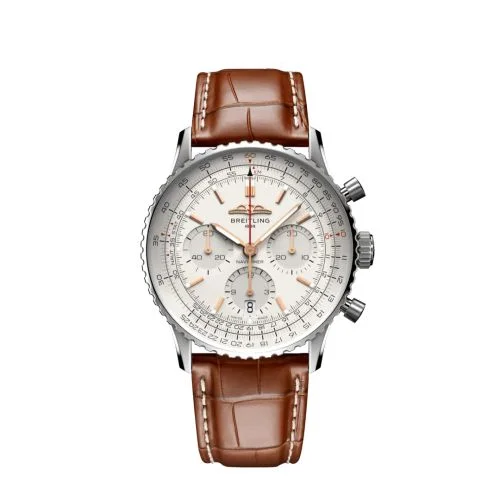 Breitling - AB0139211G1P1 Navitimer B01 Chronograph 41 Stainless Steel / Silver / Alligator - Folding