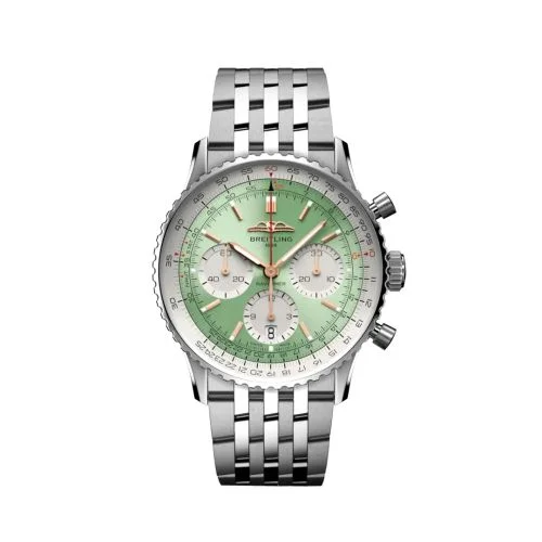 Breitling - AB0139211L1A1 Navitimer B01 Chronograph 41 Stainless Steel / Mint Green / Bracelet