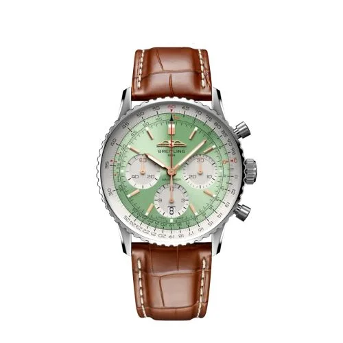 Breitling - AB0139211L1P1 Navitimer B01 Chronograph 41 Stainless Steel / Mint Green / Alligator - Folding