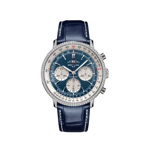 Breitling - AB0139631C1P1 Navitimer B01 Chronograph 41 Stainless Steel - Diamond / Blue / Alligator