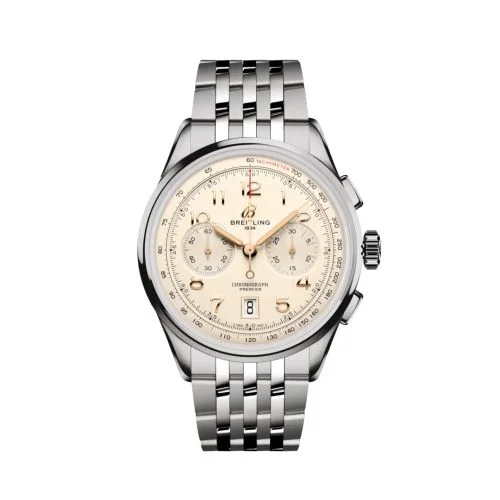 Breitling - AB0145211G1A1 Premier B01 Chronograph 42 Stainless Steel / Cream / Bracelet