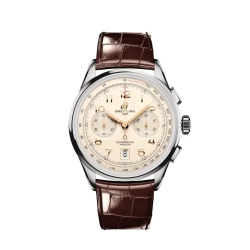 Breitling - AB0145211G1P1 Premier B01 Chronograph 42 Stainless Steel / Cream / Alligator