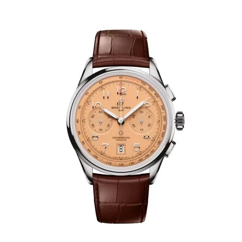Breitling - AB0145331K1P2 Premier B01 Chronograph 42 Stainless Steel / Pink / Alligator - Matte