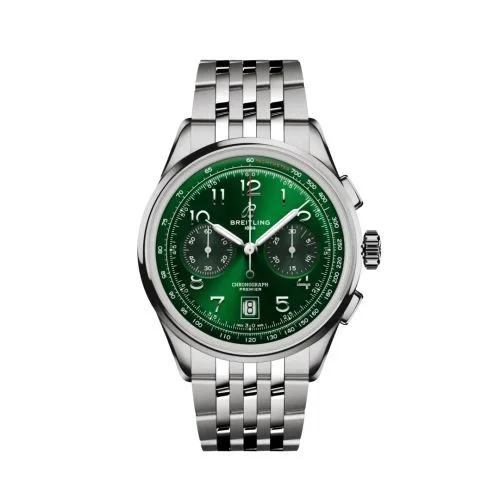 Breitling - AB0145371L1A1 Premier B01 Chronograph 42 Stainless Steel / Green / Bracelet