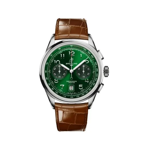 Breitling - AB0145371L1P1 Premier B01 Chronograph 42 Stainless Steel / Green / Alligator