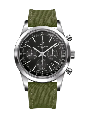 Breitling - AB015212/BA99/106W/A20BA.1 Transocean Chronograph Stainless Steel / Black / Military / Pin