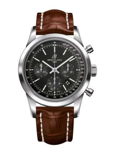 Breitling - AB015212/BA99/737P/A20BA.1 Transocean Chronograph Stainless Steel / Black / Croco / Pin