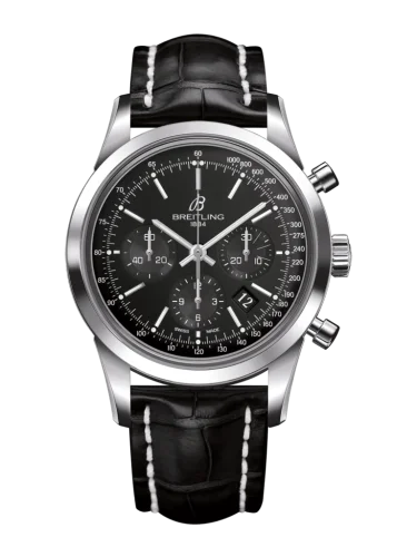 Breitling - AB015212/BA99/744P/A20D.1 Transocean Chronograph Stainless Steel / Black / Croco / Folding