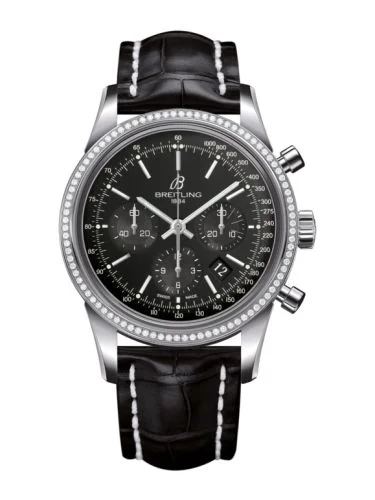 Breitling - AB015253.BA99.743P Transocean Chronograph Stainless Steel / Diamond / Black / Croco