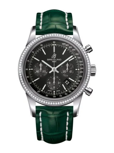 Breitling - AB015253.BA99.748P Transocean Chronograph Stainless Steel / Diamond / Black / Croco