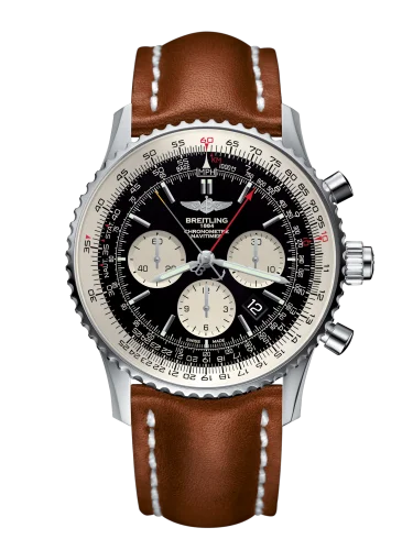 Breitling - AB031021/BF77/439X/A20BA.1 Navitimer Rattrapante Stainless Steel / Black  / Calf / Pin