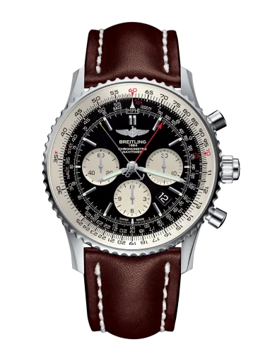 Breitling - AB031021/BF77/443X/A20BA.1 Navitimer Rattrapante Stainless Steel / Black  / Calf / Pin