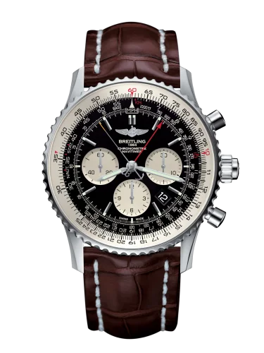 Breitling - AB031021/BF77/757P/A20D.1 Navitimer Rattrapante Stainless Steel / Black  / Croco / Folding