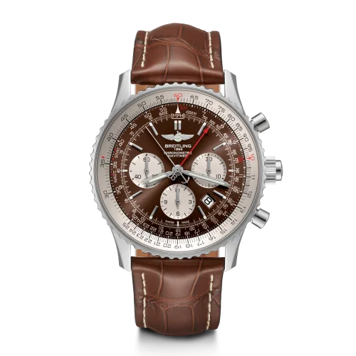 Breitling - AB0310211Q1P1 Navitimer Rattrapante Stainless Steel / Panamerican Bronze / Croco / Folding