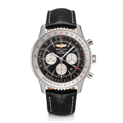 Breitling - AB0441211B1P1 Navitimer GMT Stainless Steel / Black / Croco / Pin