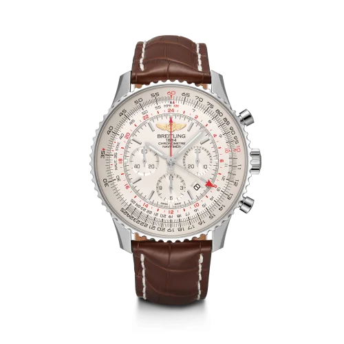 Breitling - AB0441211G1P1 Navitimer GMT Stainless Steel / Silver / Croco / Pin