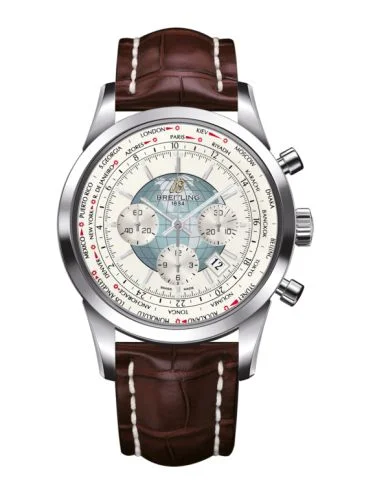 Breitling - AB0510U0.A732.756P Transocean Chronograph Unitime Stainless Steel / Silver / Croco