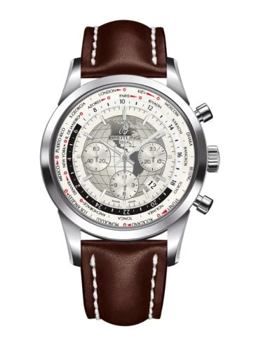 Breitling - AB0510U0.A790.443X Transocean Chronograph Unitime Stainless Steel / Silver / Calf