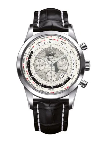Breitling - AB0510U0.A790.760P. Transocean Chronograph Unitime Stainless Steel / Silver / Croco