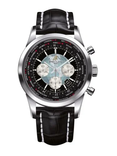 Breitling - AB0510U4.BB62.760P Transocean Chronograph Unitime Stainless Steel / Black / Croco