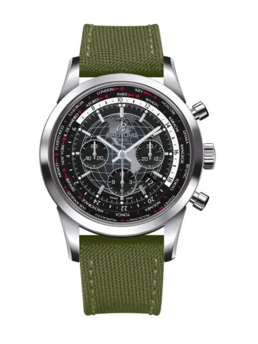 Breitling - AB0510U4.BE84.105W. Transocean Chronograph Unitime Stainless Steel / Black / Military