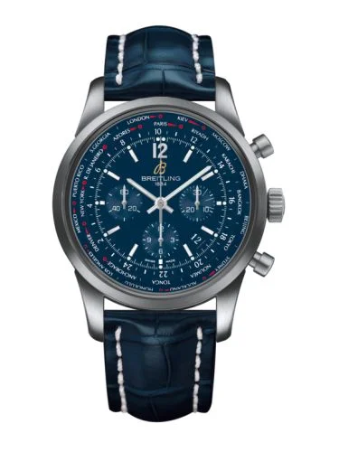 Breitling - AB0510U9.C879.746P Transocean Chronograph Unitime Pilot Stainless Steel / Blue / Croco
