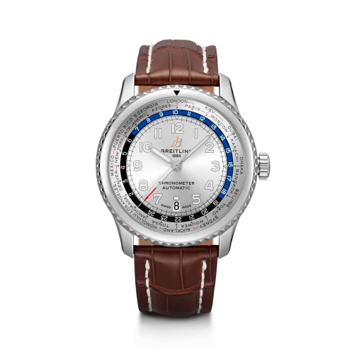 Breitling - AB3521U01G1P1 Navitimer 8 B35 Automatic Unitime 43 Stainless Steel / Silver / Brown Croco / Pin