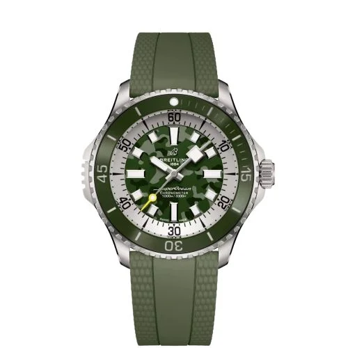 Breitling - E10379D31L1S1 SuperOcean Automatic 46 Super Diver Titanium /  Green Camouflage / Rubber