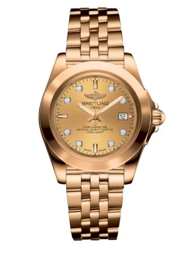 Breitling - H7133012.H550.778P Galactic 32 Sleek Edition Rose Gold / Golden Sun Diamond / Croco
