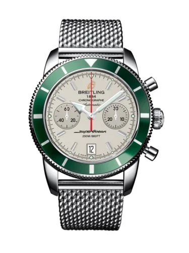 Breitling - A2337036.G753.743P Superocean Heritage 44 Chronograph Stainless Steel / Green / Silver / Croco