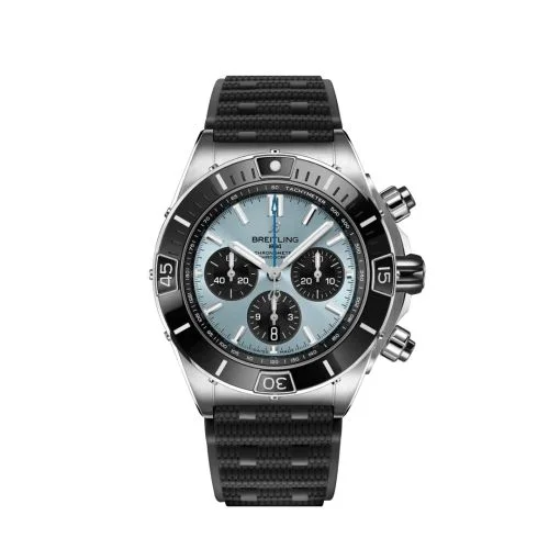 Breitling - PB0136251C1S1 Chronomat B01 44 Stainless Steel - Platinum / Ice Blue / Rubber Rouleaux