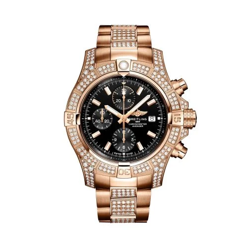 Breitling - R13317721B1T1 Avenger Chronograph 45 Red Gold - Diamond / Black / Bracelet