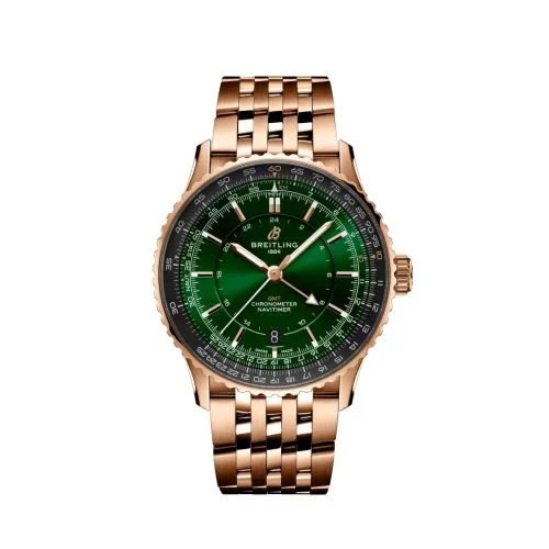 Breitling - R32310251L1R1 Navitimer GMT 41 Automatic Red Gold / Green / Bracelet