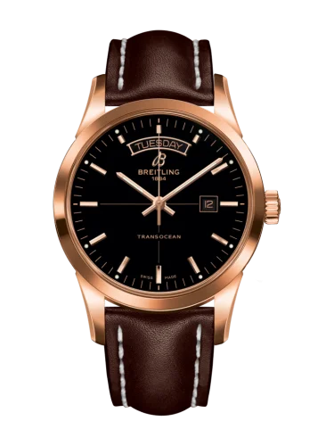 Breitling - R4531012/BB70/437X/R20BA.1 Transocean Day & Date Red Gold / Black / Calf / Pin
