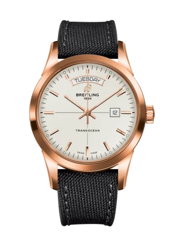 Breitling - R4531012/G752/109W/R20BA.1 Transocean Day & Date Red Gold / Silver / Military / Pin
