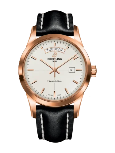 Breitling - R4531012/G752/435X/R20BA.1 Transocean Day & Date Red Gold / Silver / Calf / Pin