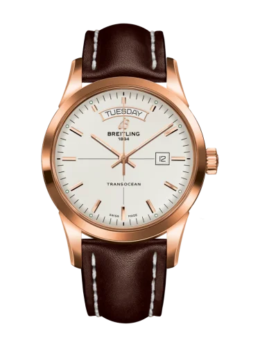 Breitling - R4531012/G752/438X/R20D.1 Transocean Day & Date Red Gold / Silver / Calf / Folding