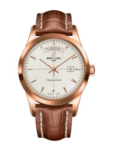Breitling - R4531012/G752/738P/R20D.1 Transocean Day & Date Red Gold / Silver / Croco / Folding