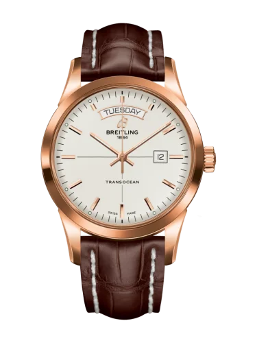 Breitling - R4531012/G752/740P/R20D.1 Transocean Day & Date Red Gold / Silver / Croco / Folding