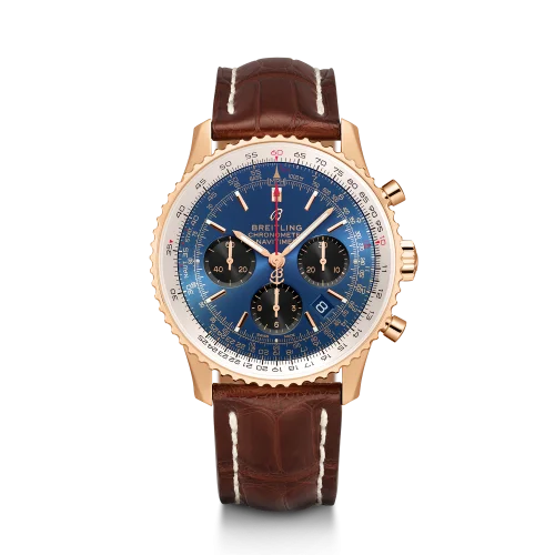 Breitling - RB0121211C1P4 Navitimer 1 B01 Chronograph 43 Red Gold / Blue / Croco / Folding