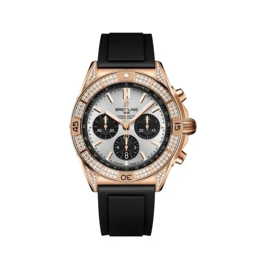 Breitling - RB0134721G1S1 Chronomat B01 42 Red Gold - Diamond / Silver / Rubber