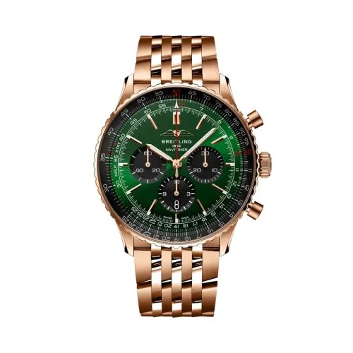 Breitling - RB0137241L1R1 Navitimer B01 Chronograph 46 Red Gold / Green / Bracelet
